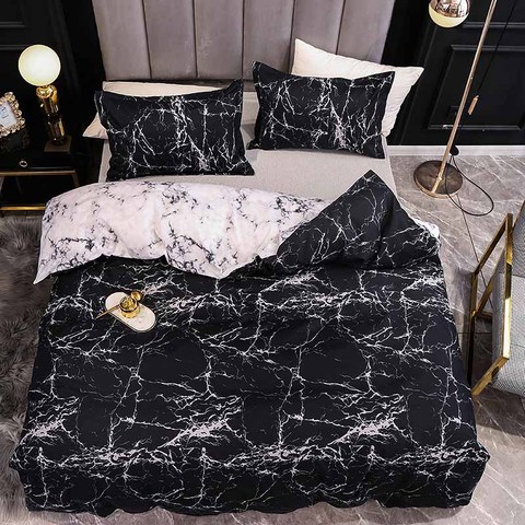 Juego de cama de mármol para dormitorio, colchas suaves para cama doble, funda de edredón y funda de almohada de calidad ► Foto 1/6