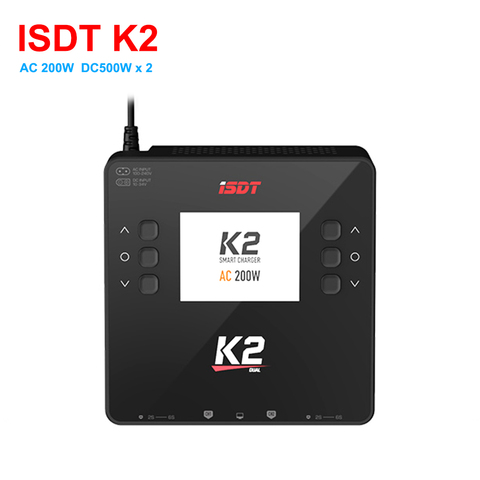 ISDT K2 AC 200W DC 500W x2 de canal Dual cargador balanceador de batería inteligente para Lilon LiPo LiHV NiMH Pb Gaoneng Tattu de la batería RC modelo ► Foto 1/6