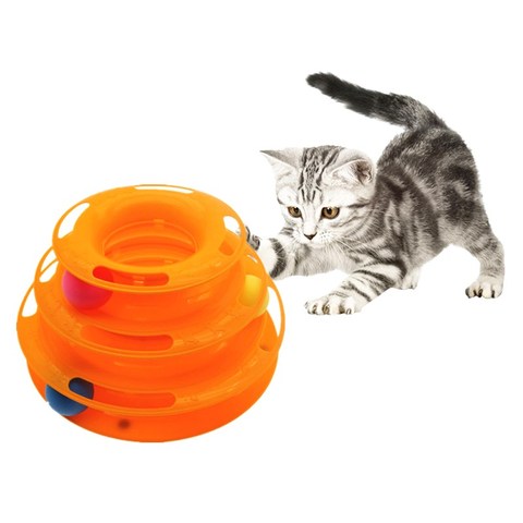 Torre de juguete de Gato de tres niveles, juguete para gatos, disco de diversión, para entrenamiento de pelota ► Foto 1/6