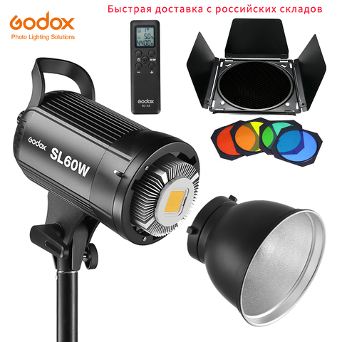 Gratis DHL Godox Luz de vídeo LED SL-60W 5600 K blanca luz de vídeo de luz continua Bowen para el estudio de vídeo grabación ► Foto 1/6