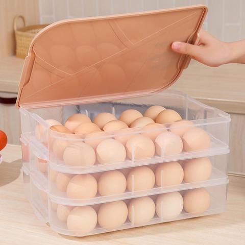 Caja de almacenamiento de huevos de 21,3 cm x 30cm x 6cm, bandeja recipientes para huevos, refrigerador de cocina, Dispensador de plástico hermético para preservación fresca ► Foto 1/6