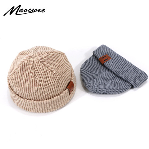 Sombreros Unisex de punto al aire libre gruesa gorra de invierno Beaines para mujer hombres transpirables Gorras sombrero simple cálido sólido Casual gorros de señora ► Foto 1/6