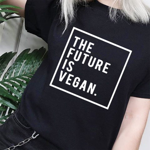 El futuro es vegano estampado verano Camisetas gráficas mujeres Harajuku estética mujer camiseta Casual Tops Vintage ropa de Tumblr Hipster ► Foto 1/6