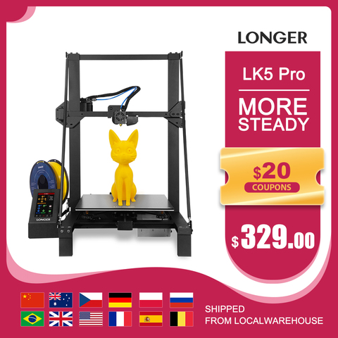 LONGER-impresora 3D LK5 Pro FDM, tamaño de impresora 300x300x400mm, código abierto, pantalla táctil a todo Color de 4,3 