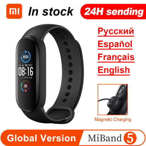 Xiaomi-pulsera inteligente Xiaomi Mi Band 5, reloj inteligente deportivo resistente al agua con control del ritmo cardíaco, Pantalla AMOLED de 1,1 pulgadas, 4 colores ► Foto 1/6