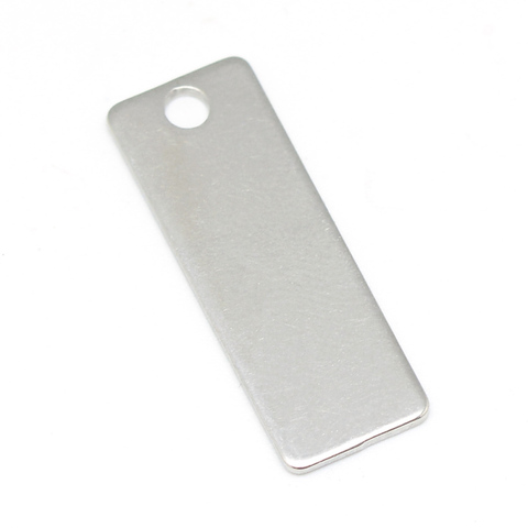 100 pc 304 etiqueta rectangular de acero inoxidable colgante para collar fabricación de joyas, Color de acero inoxidable F80 ► Foto 1/6