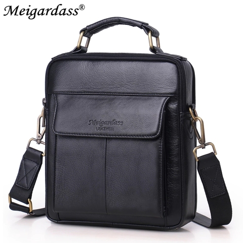 MEIGARDASS de cuero genuino de los hombres de negocio bolsa bolsos de hombro tipo bandolera para hombre Casual mensajero bolsa hombre iPad Bolsos Bolso ► Foto 1/6