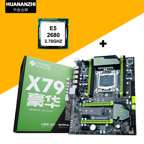 HUANAN V2.49 X79 placa base combos de CPU Intel Xeon E5 2680 C2 2,7 GHz RAM 4 ranuras 4*16G de memoria M.2 PCI-E NVME ► Foto 1/6