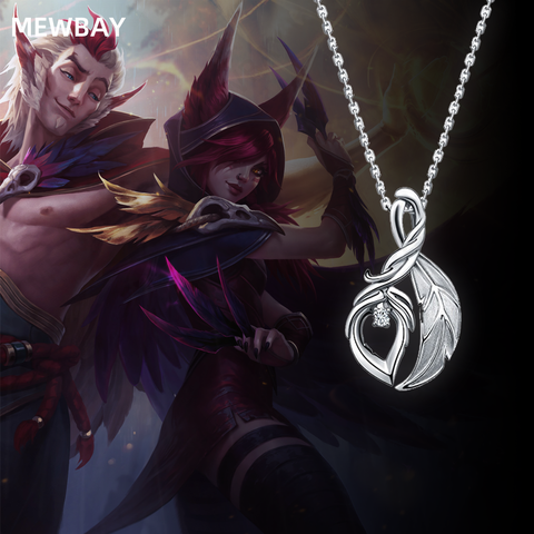 LOL Xayah y Rakan-collar colgante de plata de ley S925, Liga de Juegos populares geniales, propuesta de matrimonio, Legends, Fan Sweat couple ► Foto 1/6