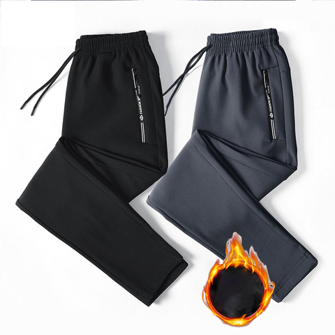 Pantalones flojos rectos de lana para hombre, pantalones de chándal gruesos y cálidos para corredores deportivos al aire libre, 8XL talla grande, otoño e invierno, 2022 ► Foto 1/6