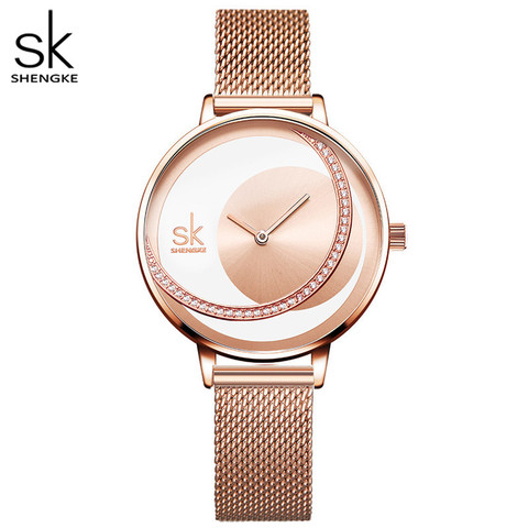 Shengke-relojes de cristal de lujo para mujer, reloj de pulsera de cuarzo de diseño Original, creativo, femenino ► Foto 1/6