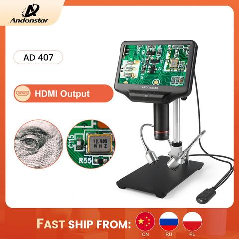 Andonstar AD407 1080P 3D HDMI microscopio Digital Super grande espacio de trabajo 7 pulgadas pantalla herramienta de soldadura electrónica para la reparación ► Foto 1/6