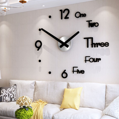 Reloj de pared Digital DIY, 3D pegatina, reloj silencioso grande de diseño moderno, decoración de pared para el hogar y la Oficina, reloj para decoración de la sala de estar ► Foto 1/6