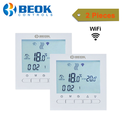 Beok-termostato Wifi para caldera de Gas, regulador de temperatura de Color blanco, termostato cálido para el hogar, APP de teléfono inteligente, 2 piezas ► Foto 1/6