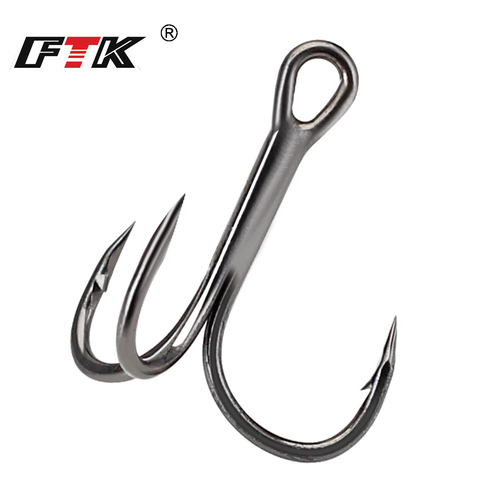 FTK-anzuelo de pesca de acero al carbono de 15 20 piezas, gancho Triple volteado, negro ► Foto 1/6