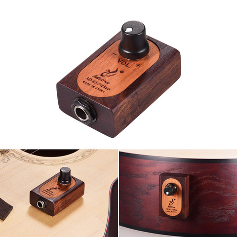 Transductor de pastilla de madera autoadhesivo para guitarra, con Control de volumen para guitarra acústica clásica, ukelele, violín, Cajon ► Foto 1/6