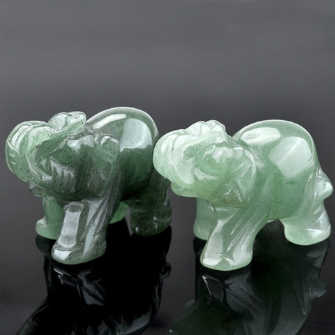 Estatua de Jade Aventurina verde Ston, elefante de la suerte, Feng Shui, estatua de oficina, ornamento, Chakra, piedras curativas, decoración ► Foto 1/6