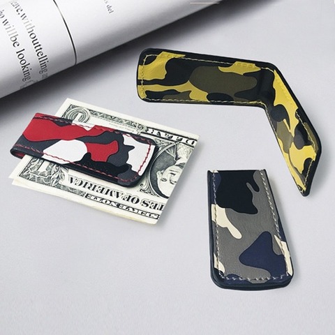 Camuflaje moda Slim billetera con Clip para billetes con fuerte imán para las mujeres de los hombres de cuero de la PU de bolsillo para tarjeta de crédito en efectivo de estuche protector ► Foto 1/6