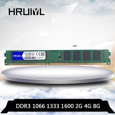 HRUIYL DDR3, 4GB, 8GB, 2GB, 1066mhz, 1333mhz, Memoria RAM de 1600MHZ, PC3-8500U de PC3-10600U, PC de escritorio, Memoria DIMM, 4G, 8G, 240 pin ► Foto 1/6