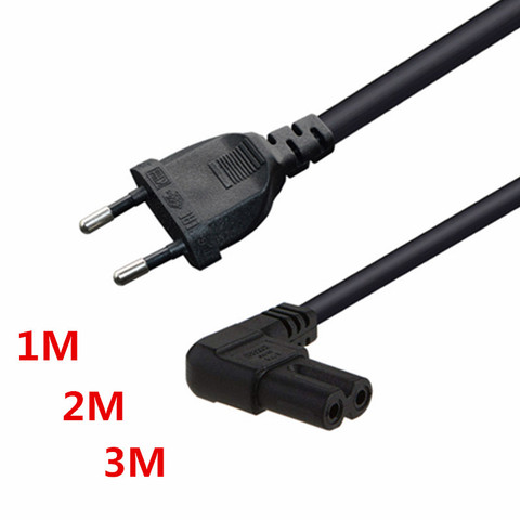 Cable de plomo para impresoras de TV, Cable de plomo para cámaras PS4, PS3, 1m/2m/3m/5m EU, 2 puntas a la figura 8 C7, ángulo recto, EU Euro AC Power ► Foto 1/6