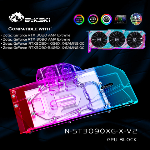 Bykski N-ST3090XG-X-V2 GPU bloque de agua para gamerock Premium Edition RTX3090 GAMING OC de la tarjeta gráfica VGA Bloque 12V RGB/5V ARGB/MB sincronización ► Foto 1/5