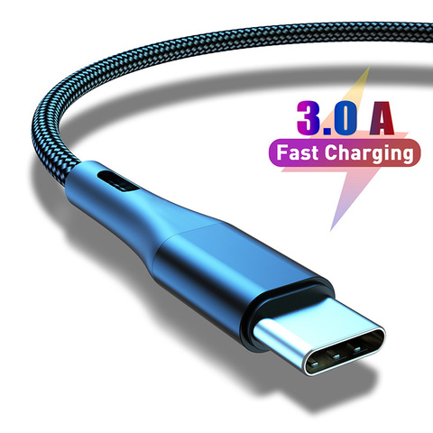 Cable USB tipo C de 3A, Cable de carga rápida de 1m, 2m y 3m para Samsung S10, note 7 redmi xiaomi, QC 3,0 ► Foto 1/6