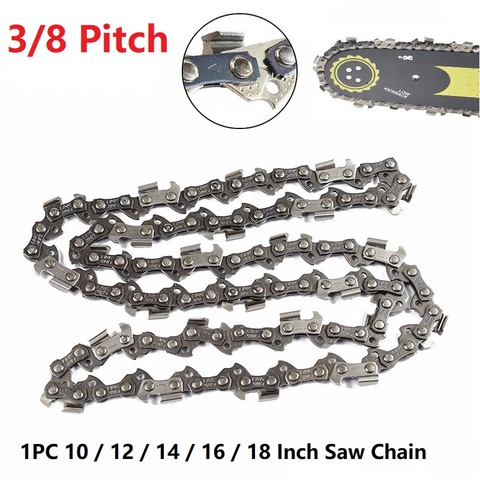 Cadena de motosierra eléctrica de 10, 12, 14, 16 y 18 pulgadas, cadena de paso 3/8, 40, 45, 52, 56, 59, 64 enlaces de transmisión, piezas de motosierra eléctrica ► Foto 1/6