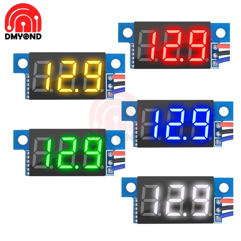 CC 0-100V 0,36 pulgadas Mini medidor de voltaje de 3 cables voltímetro pantalla LED Digital medidor de Panel Digital Detector herramientas de control ► Foto 1/6