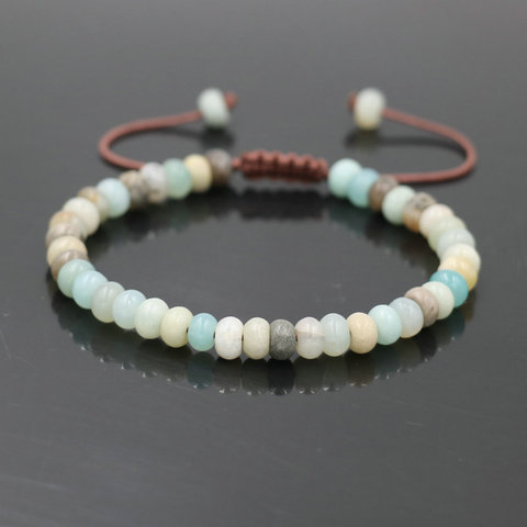 Pulsera de cuentas de Abacus para hombre y mujer, brazalete de piedra Natural de amazonita para mujer y niña, pulseras de pareja de la suerte, regalo para enamorados ► Foto 1/6