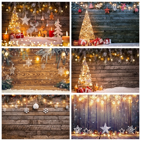 Telón de fondo de Navidad tablero de madera ligero regalo de nieve de invierno campana con estrellas fondo de fotografía de vinilo estudio fotográfico Photophone Photozone ► Foto 1/6