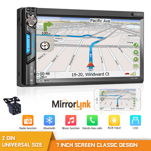 Radio Multimedia con GPS para coche, Radio con reproductor, 2 Din, 7 pulgadas, HD, pantalla táctil, Audio de coche, estéreo, MP5, Bluetooth, Android, reproductor de Audio de coche ► Foto 1/6