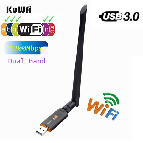 1200Mbps adaptador Wifi inalámbrico USB 2,4 GHz 5,8 GHz RTL8812BU Wireless-AC tarjeta de red PC Wifi receptor para MAC/Linux OS/Windows7/8 ► Foto 1/6