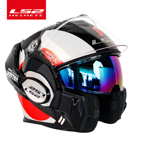 2017 Nuevo LS2 FF399 Flip up casco de doble lente casco de motocicleta casco de salto trasero ► Foto 1/4