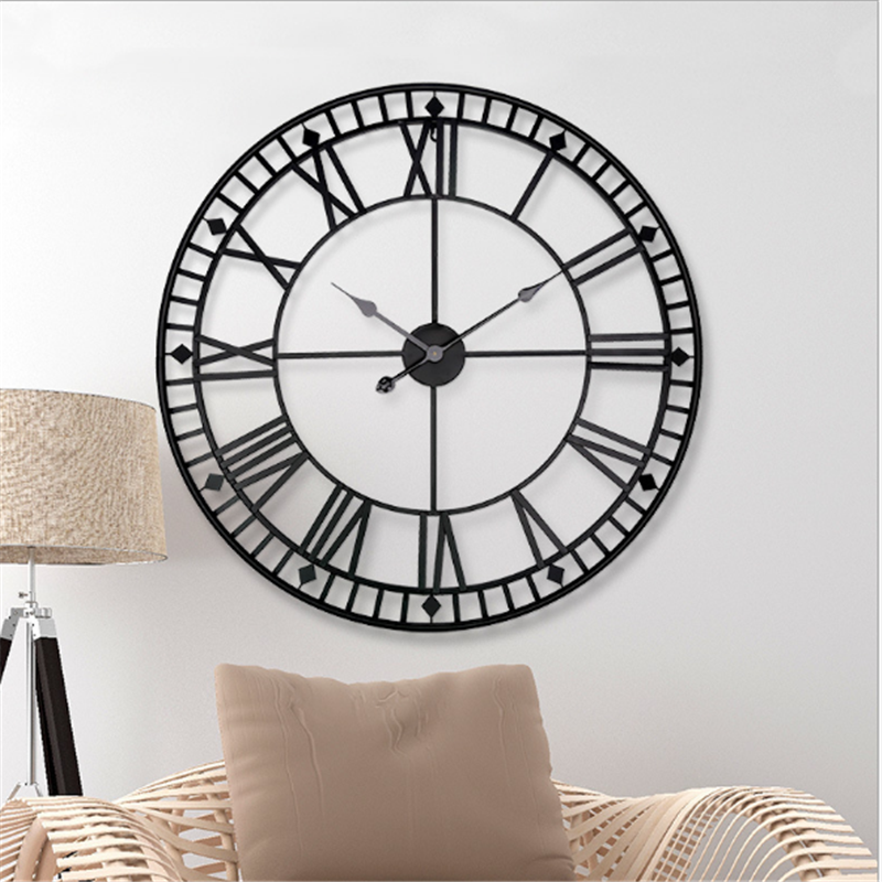 Reloj de pared grande creativo de metal dorado retro relojes de pared  decoración del hogar sala de estar reloj de estilo nórdico