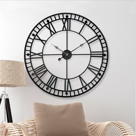 Reloj de pared retro de estilo nórdico para el hogar, grande, diseño creativo de hierro forjado, colgante, decoración para sala de estar, hotel, silencioso ► Foto 1/6