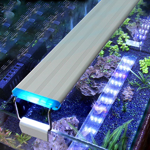 Luz LED superfino para acuario, iluminación para cultivo de plantas acuáticas, lámpara de Clip brillante impermeable, LED azul de 18-58cm para pecera ► Foto 1/6