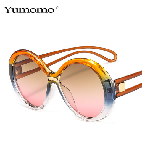 Gafas de sol redondas de gran tamaño para mujer y hombre, lentes ovaladas coloridas Vintage, populares, UV400 ► Foto 1/6