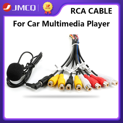 JMCQ coche Universal Radio estéreo RCA de Salida de Cable Aux-En adaptador de Cable con micrófono salida de Video/Entrada de Audio Subwoofer ► Foto 1/6
