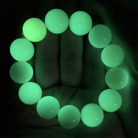 Pulsera de cuentas de 6, 8, 10 y 12mm, piedra fluorescente luminosa, luz nocturna, joyería que brilla en la oscuridad para Pulsera de mujer, Bisutería ► Foto 1/6