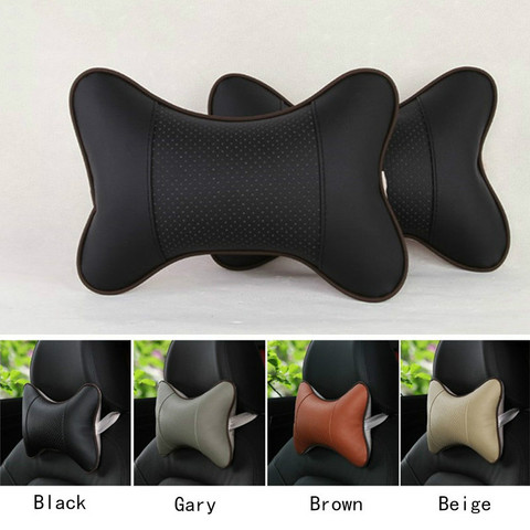 1 unidad de almohada de cuero PU para el cuello del coche, cojín apto para el reposacabezas del coche Universal, cojín apto para el cuello, almohada negra/Beige/gris/marrón para el asiento del coche ► Foto 1/6