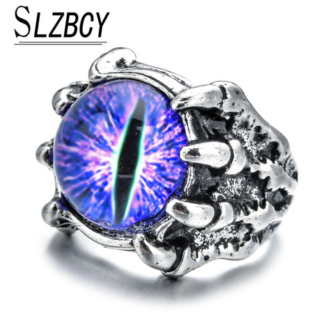 Anillo de dedo de cristal estilo Punk Vintage para hombre, anillo de ojo del diablo, serpiente, dragón, Ojo de Diablo, Retro, regalo de Halloween ► Foto 1/6