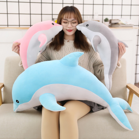 Muñeco de felpa de delfín Kawaii para niñas, almohada de siesta de algodón, juguete creativo, regalo de Navidad, 30cm, precio bajo ► Foto 1/6