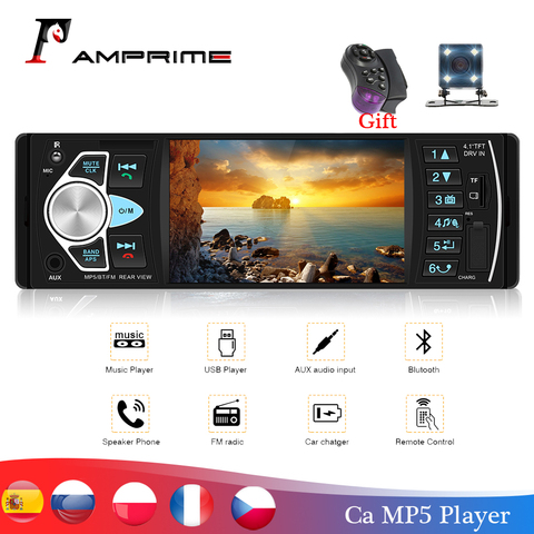 AMPrime-Autorradio de 1 din con control a distancia y USB para coche, radioemisión FM, reproductor de música, audio estéreo, AUX ► Foto 1/6