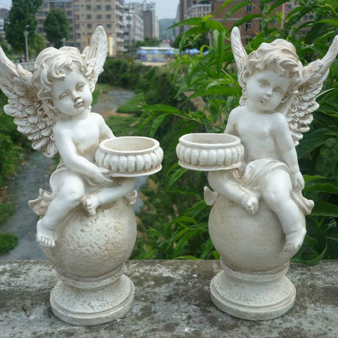 Cupido creativo Hada de las flores Ángel de resina candelabro decoración de jardinería adorno patio escultura estatua maceta encantadora ► Foto 1/5