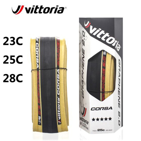 Vittoria Corsa-neumático de bicicleta de competición, de grafeno 2,0 700 x 23C/25C/28C Tan 320 TPI, cubierta de llanta de bicicleta de carretera, 700C ► Foto 1/1