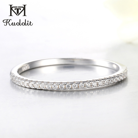 Kuololit-anillos de boda para mujer y niña, Plata sólida 925 de piedras preciosas 5A, banda hecha a mano, talla de compromiso, 10 anillos, joyería fina ► Foto 1/6