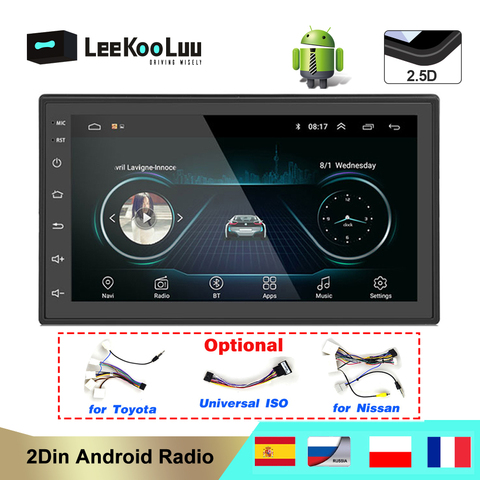 Radio de coche LeeKooLuu 2 din, con Android, GPS, navegador, Autoradio, Bluetooth, WIFI, MirrorLink, estéreo, 7 