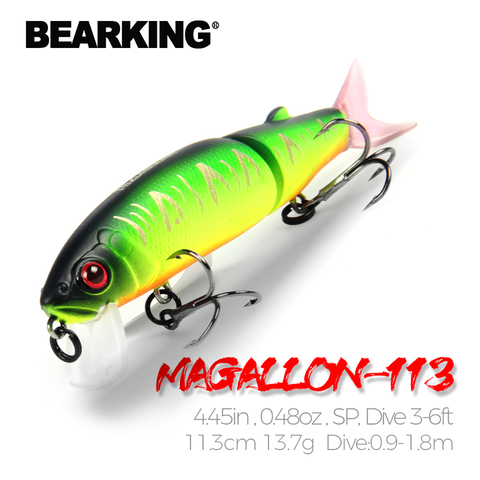 Bearking-señuelo de pesca de 11,3 cm y 13,7g, cebo profesional de calidad para pececillos, cebo articulado, equipado con gancho blanco o negro ► Foto 1/6