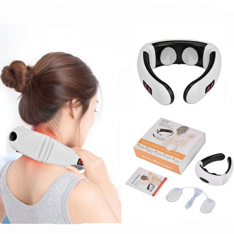 Masajeador eléctrico para cuello, dispositivo de fisioterapia Cervical recargable con 6 modos de potencia, calefacción por infrarrojos, para aliviar el dolor ► Foto 1/6