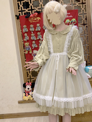 Delantal de lolita para chica japonesa, blusa de malla, falda victoriana gótica suelta, delantal de lolita, princesa lolita ► Foto 1/6